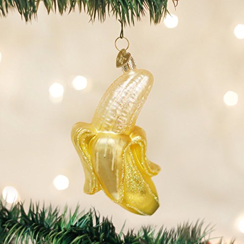 Peeled Banana Glass Blown Christmas Ornament - 4 Inches, Pack of 2