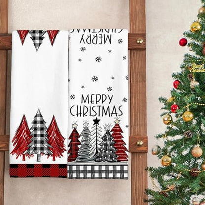 Christmas Kitchen Towels Set of 4 16x24 Inch Holiday Dish Cloths Absorbent Cotton