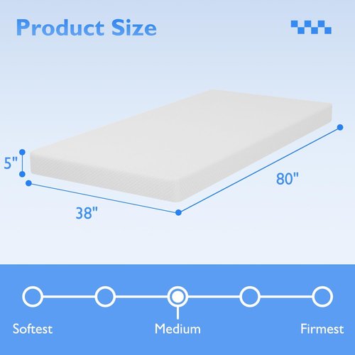 FDW 5-Inch Twin XL Mattress - Medium Firm Gel Memory Foam | CertiPUR-US Certified | Pressure Relief & Cooling Design
