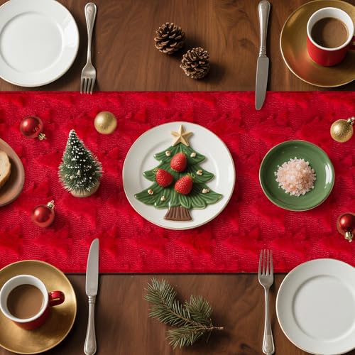 Artscope Christmas Tree Table Runner 13x72 Inch - Red - Holiday Decor