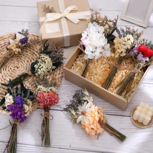 Mini Dried Flower Bouquets Set - Boho Wedding & Home Decor, 12 Pack