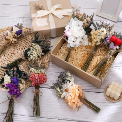 Mini Dried Flower Bouquets Set - Boho Wedding & Home Decor, 12 Pack