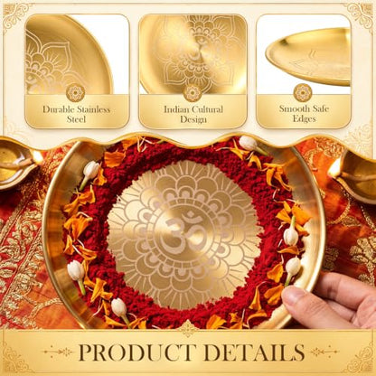 Diwali Pooja Thali Set - 6 Pcs Mandala Gold & Silver Gray Return Gifts