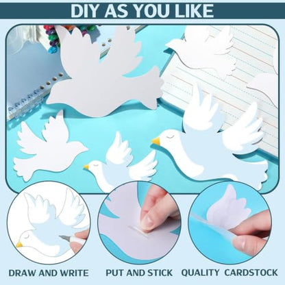 Paper Dove Cutouts for Classroom Decorations - 100 Pcs Mixed Sizes