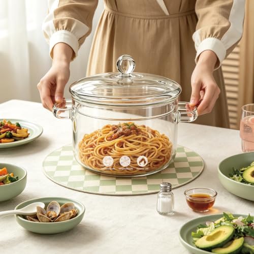 Clear Glass Simmer Pot with Lid 1.5L Borosilicate Stovetop Saucepan