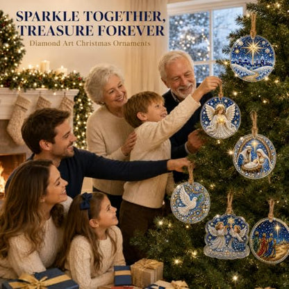 Nativity Christmas Ornaments DIY Diamond Art Set - 6pcs, Sparkling Holiday Decor