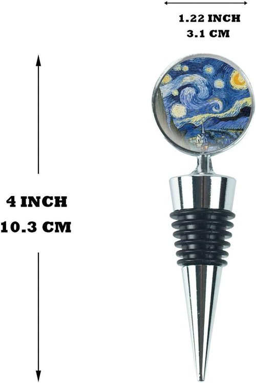 LIZIMANDU Wine Bottle Stoppers,Set of 3 Stainless Steel Wine Stoppers For Gifts, Bar, Holiday Party, Wedding(3-Van Gogh)