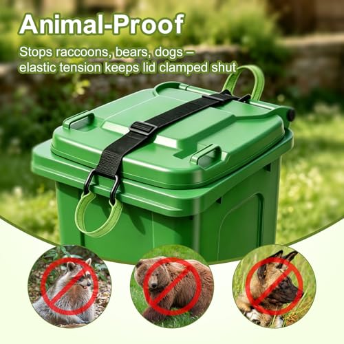 Heavy Duty Raccoon-Proof Trash Can Lock Strap - Universal Fit 28-96 Gallon