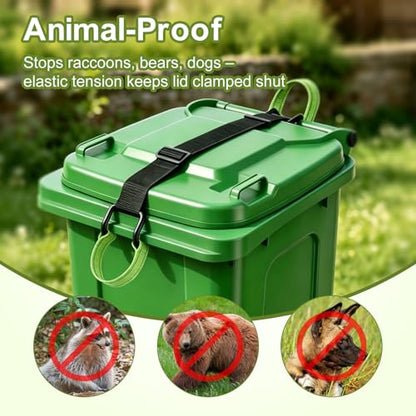 Heavy Duty Raccoon-Proof Trash Can Lock Strap - Universal Fit 28-96 Gallon