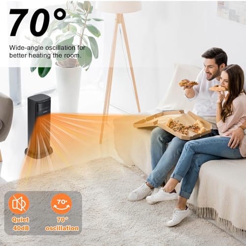 1500W Electric Space Heater with Remote Control, Fast Heating Oscillating Ceramic Heater