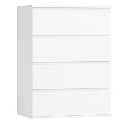FOTOSOK White Dresser, 4 Drawer Dresser Small Chest of Drawers 23.6L x 15.7W x 31.5H in, Modern White Storage Cabinet with 4 Drawers for Home Office