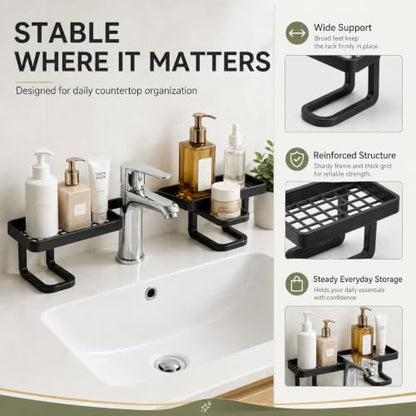 Freestanding Over Sink Storage Rack No-Drill Bathroom Organizer Black 1