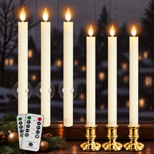 6 Pack Battery Operated Window Candles with Sensor Dusk to Dawn & Timer