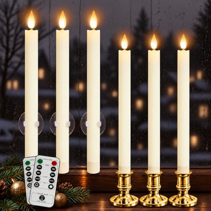 6 Pack Battery Operated Window Candles with Sensor Dusk to Dawn & Timer