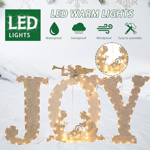 Outdoor Christmas Joy Nativity Scene Decoration 5.25FT x 3.15FT Lighted Display