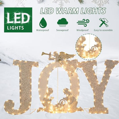 Outdoor Christmas Joy Nativity Scene Decoration 5.25FT x 3.15FT Lighted Display