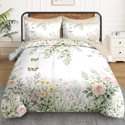 WeCozy Full Size Floral Wildflower Comforter Set - Soft & Cozy Bedding