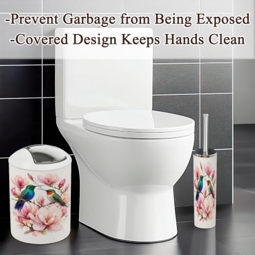 Bathroom Accessory Set 6PCS Hummingbirds Flowering Branch Magnolia - Multi2