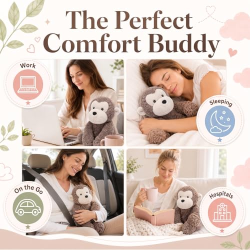 Weighted Monkey Plush Toy - 5 lbs 22 In Heated & Coolable Plushie Gift