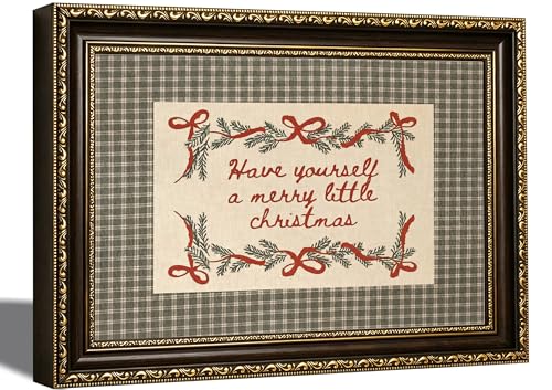 Christmas Canvas Wall Art 16x24in - Have Yourself A Merry Little Christmas Quote, Rustic Farmhouse Decor