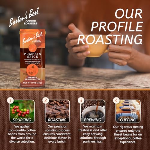 Boston’s Best Coffee - Fall-Inspired Pumpkin Spice Coffee, Medium Roast Gourmet Coffee, Delicious Flavored Coffee, Premium Ground Coffee, 11 oz. / 311 g Coffee Bag