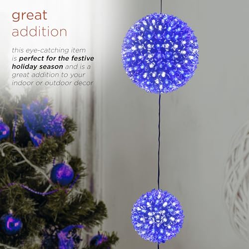 Indoor/Outdoor 3-Tier Hanging Christmas Ornament with Chasing LED Lights - White & Blue