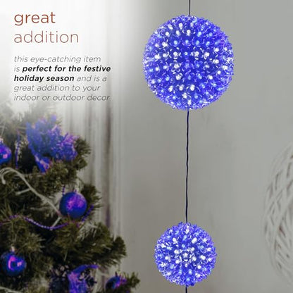 Indoor/Outdoor 3-Tier Hanging Christmas Ornament with Chasing LED Lights - White & Blue