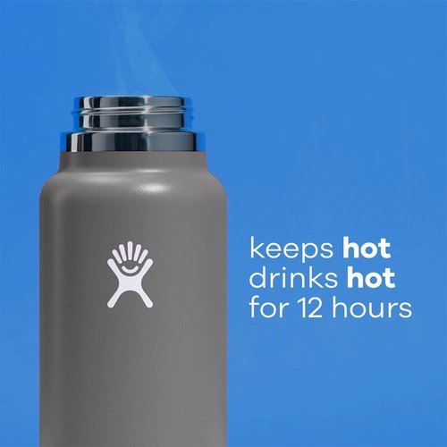 Hydro Flask 32 oz Wide Mouth Water Bottle with Straw Lid - Durable White Design