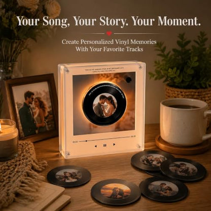 Personalized Vinyl Record Music Box with NFC & Custom Photos