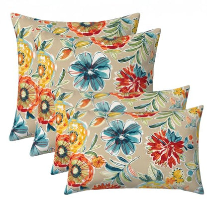 Colsen Sonoma Outdoor 4-Piece Pillow Set Water-Resistant Patio Cushions - 20x12 & 20x20 Variation