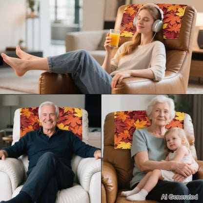 Maple Leaf Sofa Headrest Cover Non-Slip Fitted 27x17 Inch for Living Room & Bedroom - Autumn Decor