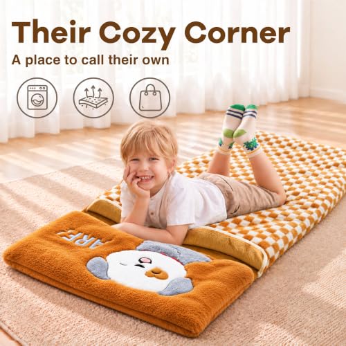 Kids Puppy Sleeping Bag - Brown 2-in-1 Nap Mat for Toddler Boy