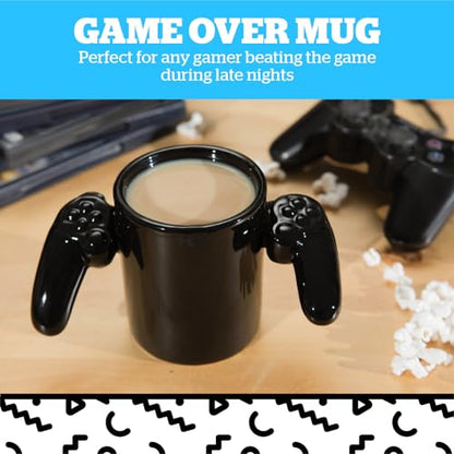 Game Over Ceramic Coffee Mug with Video Game Controller Handle - 14 Ounce Gamer Gift