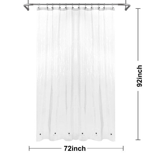 Barossa Design X-Long Shower Curtain Liner with 6 Magnets - 72" x 92", Waterproof PEVA Shower Liner for Bathroom, PVC Free, Metal Grommets - Clear, 72X92