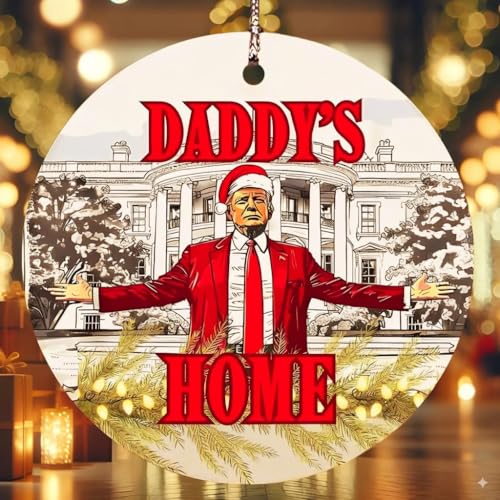 Christmas Trump Ornament 2025 Double-Sided Daddy's Home Patriotic Decor
