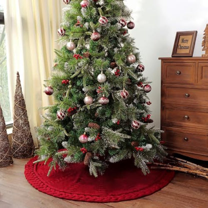Medium Braided Cable Knit Christmas Tree Skirt - Neutral Farmhouse Holiday Decor