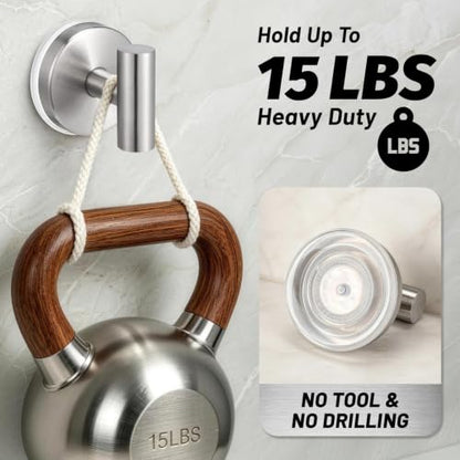 Stainless Steel Shower Suction Cup Hooks Brushed Nickel 2 Pack No Drill