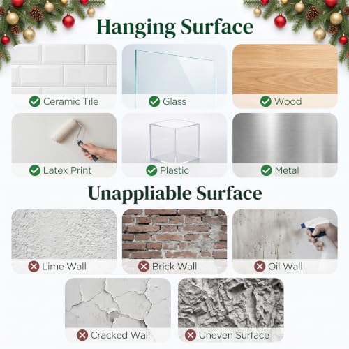6 Pcs Christmas Garland Hangers for Mantle No Drill Silicone Hooks - Indoor Outdoor
