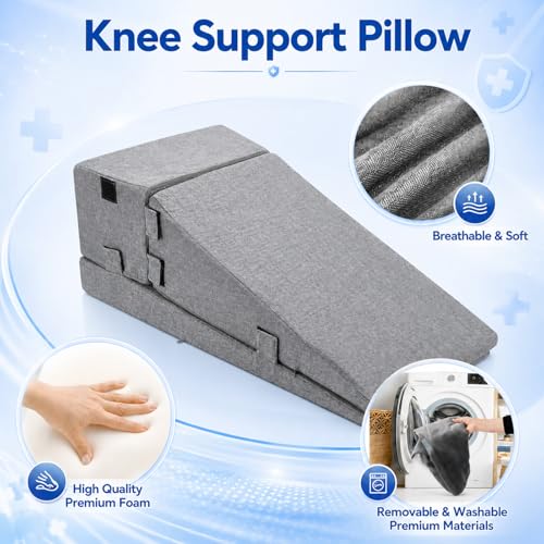 Leg Elevation Pillow Set for Post-Surgery Support - Adjustable Memory Foam Wedge