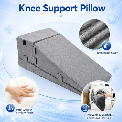 Leg Elevation Pillow Set for Post-Surgery Support - Adjustable Memory Foam Wedge