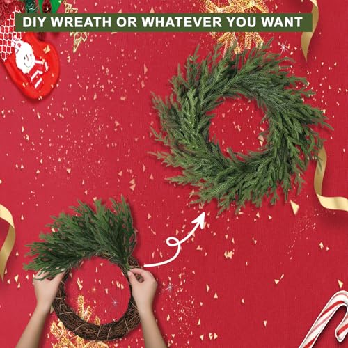 Artificial Christmas Pine Branches 12 Pcs Realistic Drop Shapeable Greenery