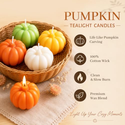 Fall Scented Pumpkin Candle Gift Set - 12 Mini Tealights for Autumn Decor
