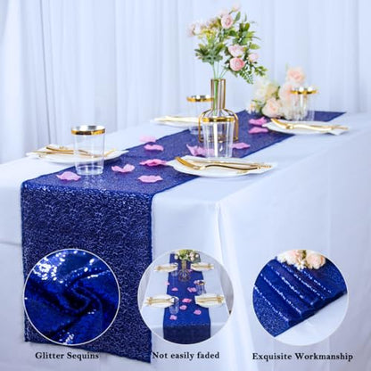 Blue Sequin Table Runners Pack of 10 12x108 Inches for Wedding & Party Decorations