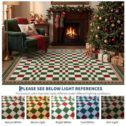 Christmas Runner Rug 2x10 Feet - Festive Bordered Holiday Floor Decor - Carnival Variation