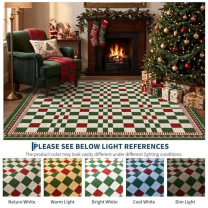 Christmas Runner Rug 2x10 Feet - Festive Bordered Holiday Floor Decor - Carnival Variation