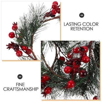 Christmas Candle Wreath Rings Set with Red Pomegranate Holiday Decor