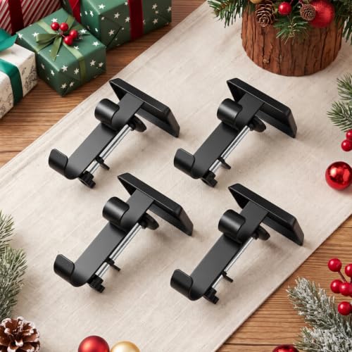 Black Fireplace Stocking Holder Set - Adjustable Metal Garland Hangers