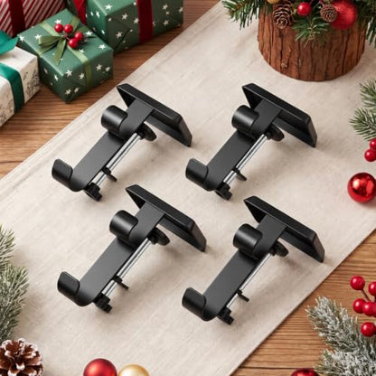 Black Fireplace Stocking Holder Set - Adjustable Metal Garland Hangers