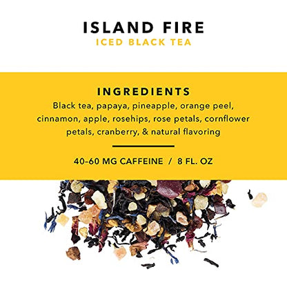 Pinky Up Island Fire Loose Leaf Iced Tea, black tea blend with fruit, 40-60 mg caffeine, naturally low calorie, 4.0 ounce tin, 25 servings