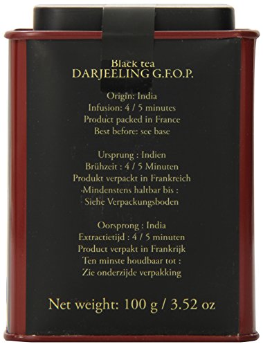 Dammann Freres Loose Leaf, India Darjeeling Premium Gourmet Black French Tea, Peach, Almond Flavors, 3.52 Ounce Tin